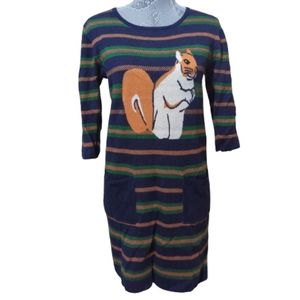 Teaberry and Weave squirrel sweater tunic dress M
